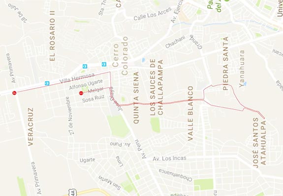 Mapa de la Ruta de la carrera Cerro Colorado 10K 2017