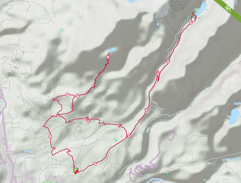 Mapa de la Ruta 42K Ultra Trail Cordillera Blanca (UTCB) 2016