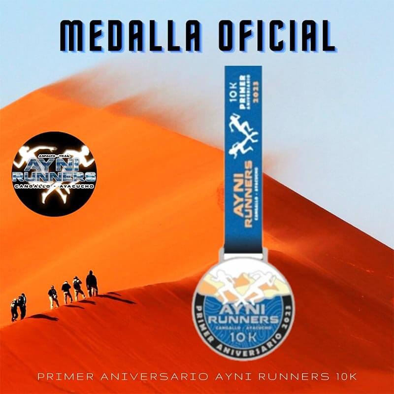 Medalla Oficial de la Carrera Aniversario Team Ayni Runners 2023