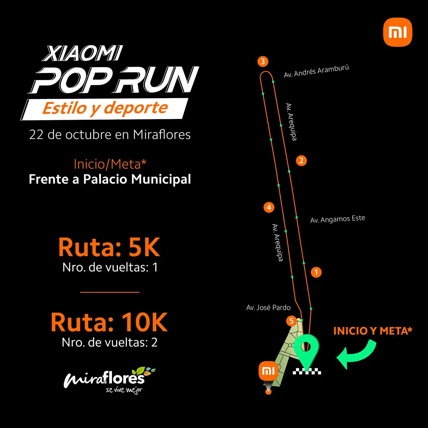 Mapa de la Ruta de la Carrera Xiaomi Pop Run 2023